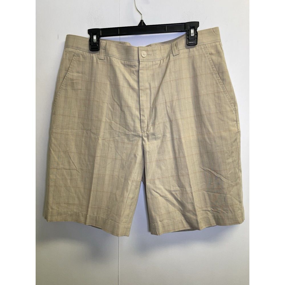 Cutter‎ & Buck Plaid Golf Shorts Men's Size 36x9 Beige Cotton